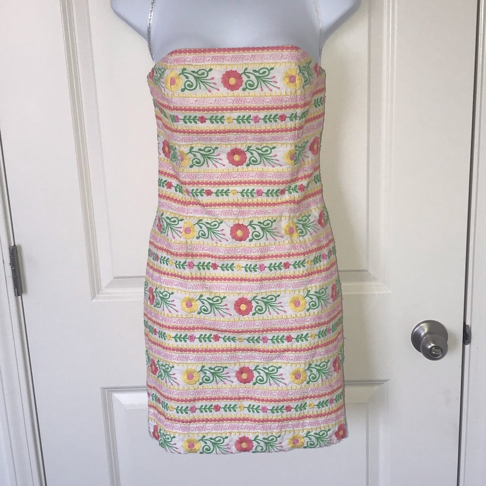 Lilly Pulitzer Olie Floral Embroidered Dress 0